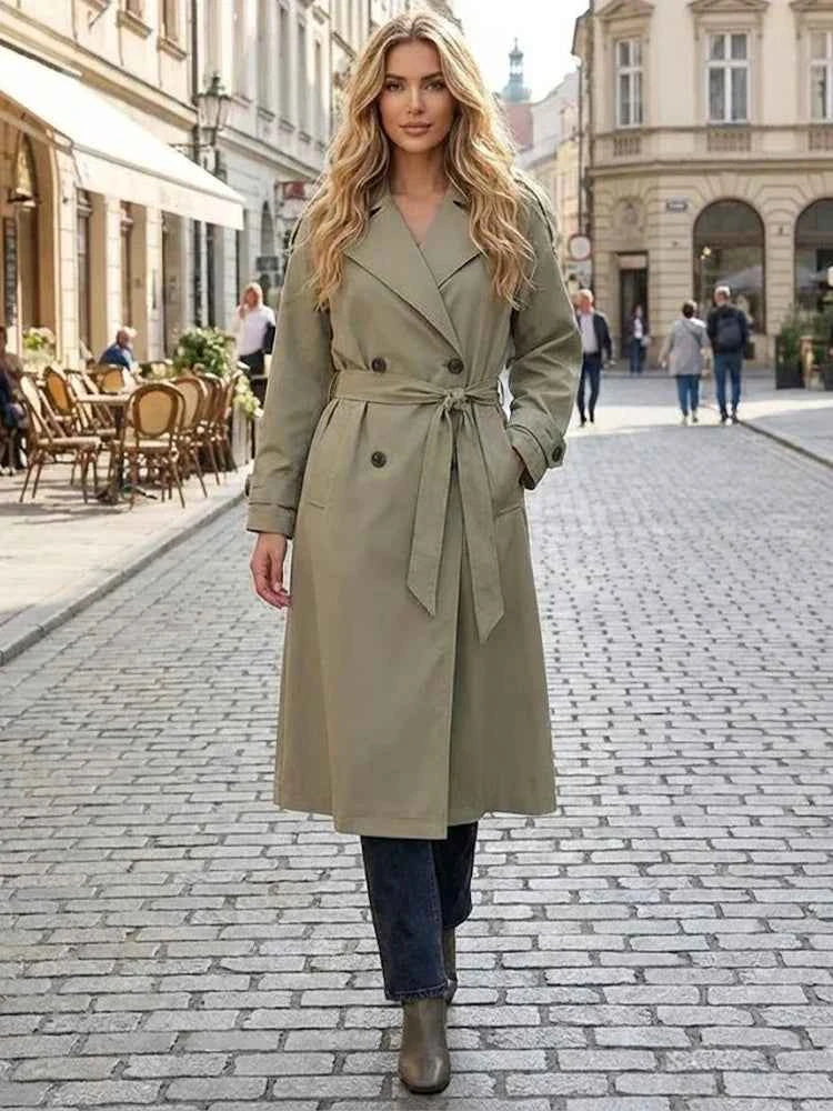Belted Double-Breasted Trench Coat