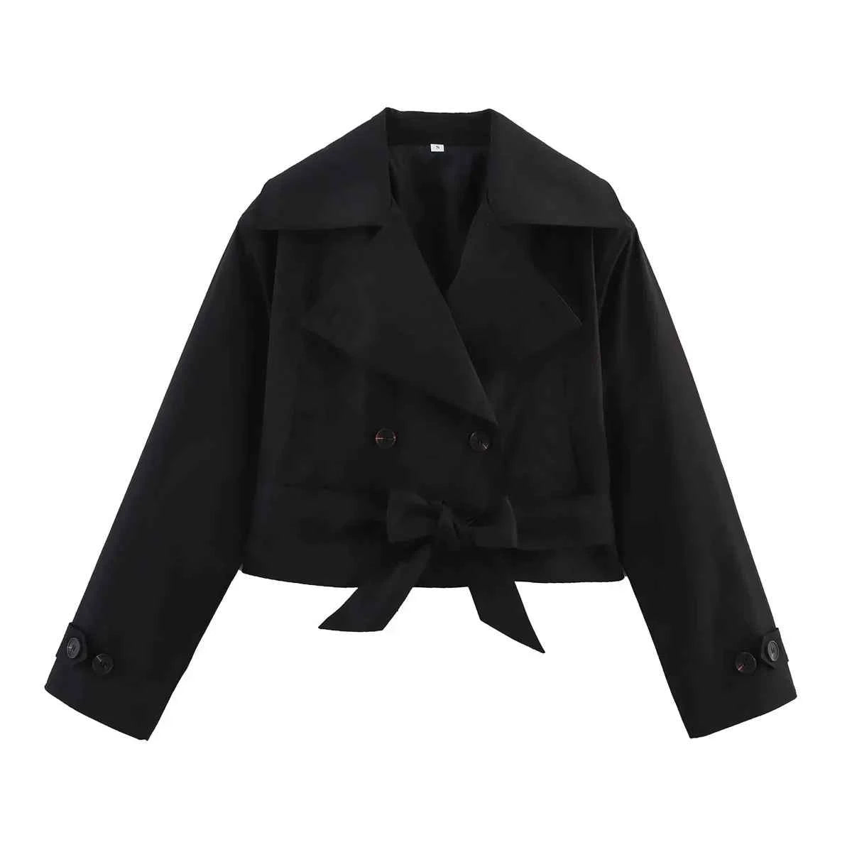 Belted Cropped Trench Jacket