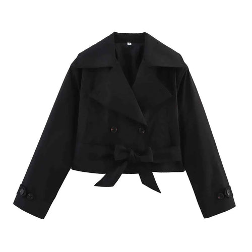 Belted Cropped Trench Jacket