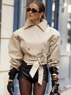 Belted Cropped Trench Jacket