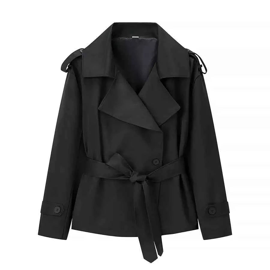 Belted Cropped Trench Jacket