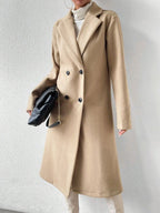 Longline Double-Breasted Lapel Coat - Isabella Mae