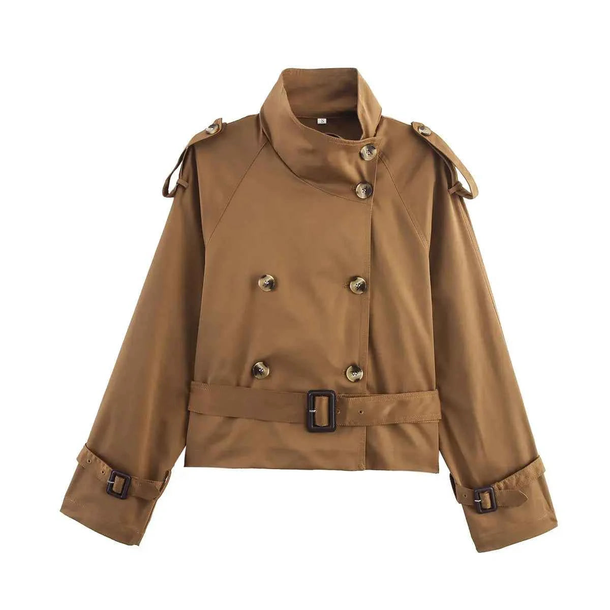 Cropped Double-Breasted Trench Coat