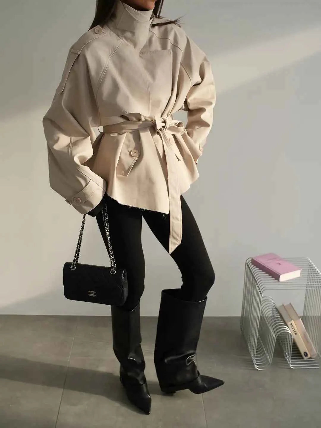 Belted Cropped Trench Coat
