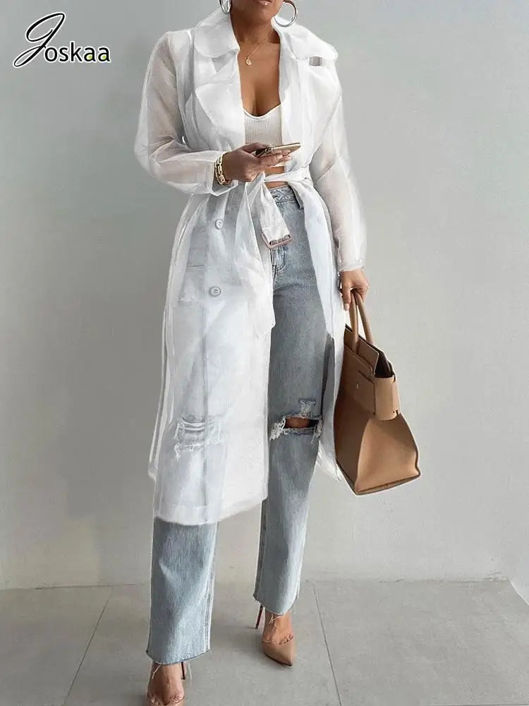 Sheer Longline Trench Coat - Isabella Mae