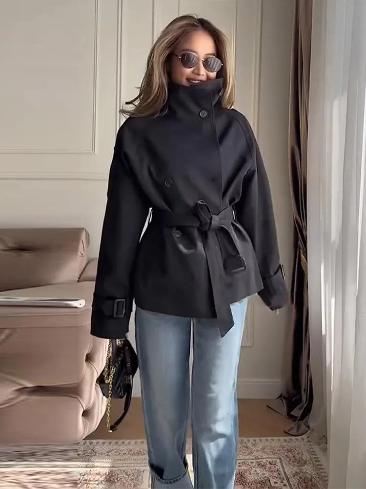 Belted Cropped Trench Jacket - Isabella Mae