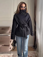 Belted Cropped Trench Jacket - Isabella Mae