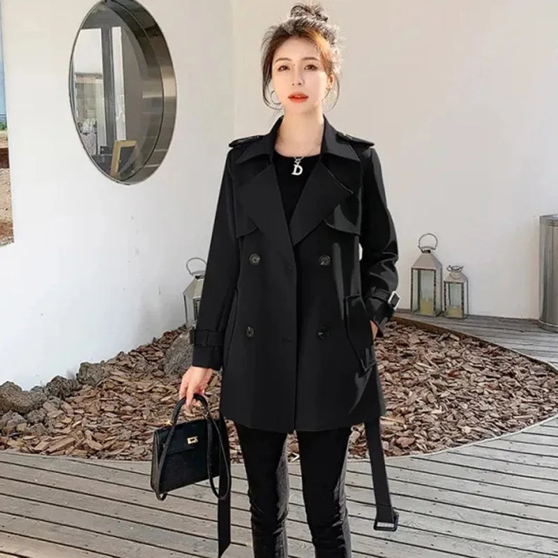Relaxed Belted Double-Breasted Trench Coat - Isabella Mae