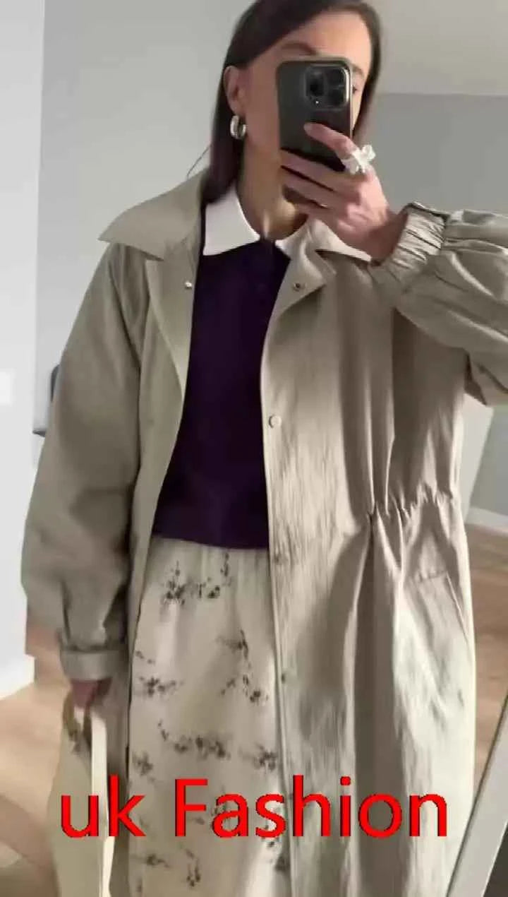 Drawstring Waist Trench Coat