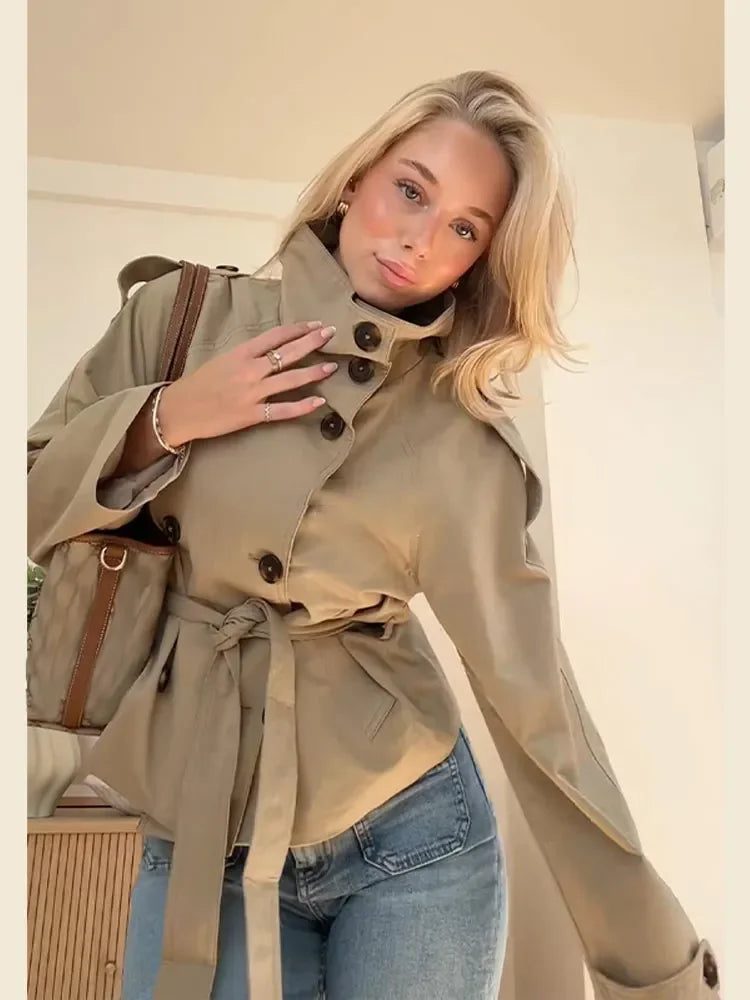Belted Double-Breasted Trench Coat - Isabella Mae