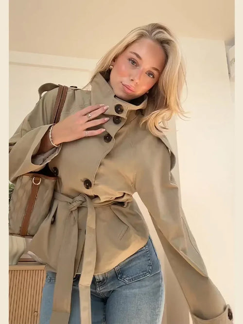 Belted Double-Breasted Trench Coat