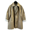 Khaki Plaid-Cuff Trench Coat