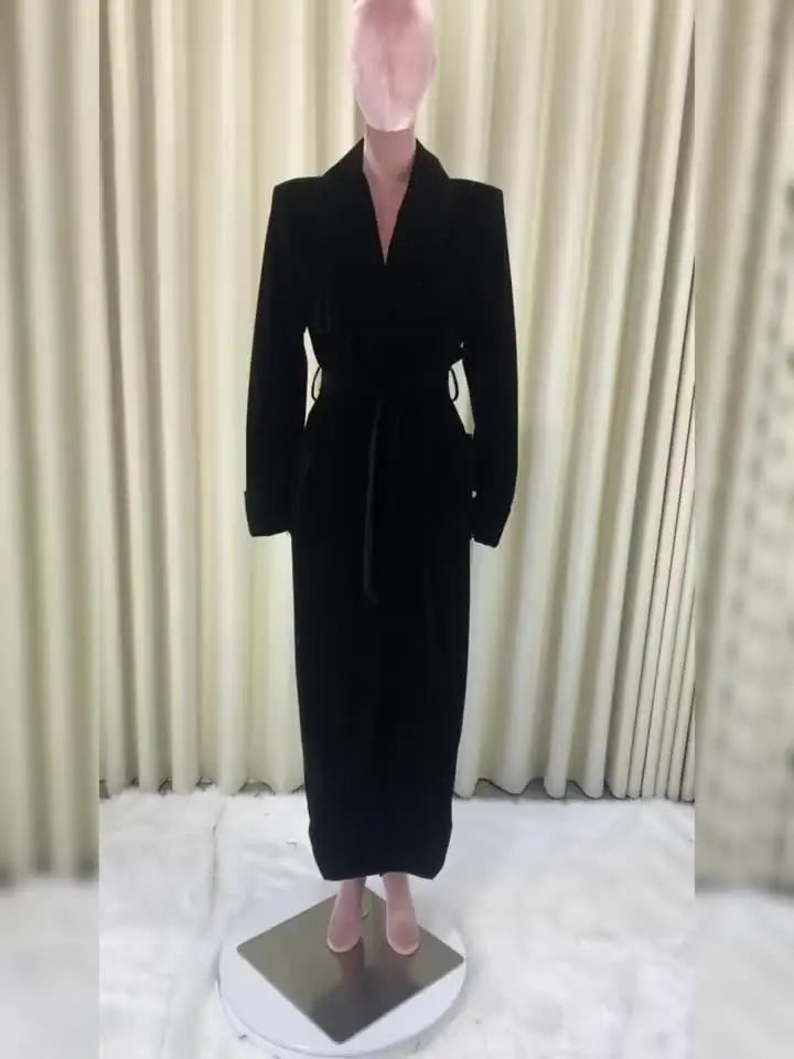 Velvet Belted Trench Coat - Isabella Mae