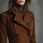 Faux Suede Trench Coat