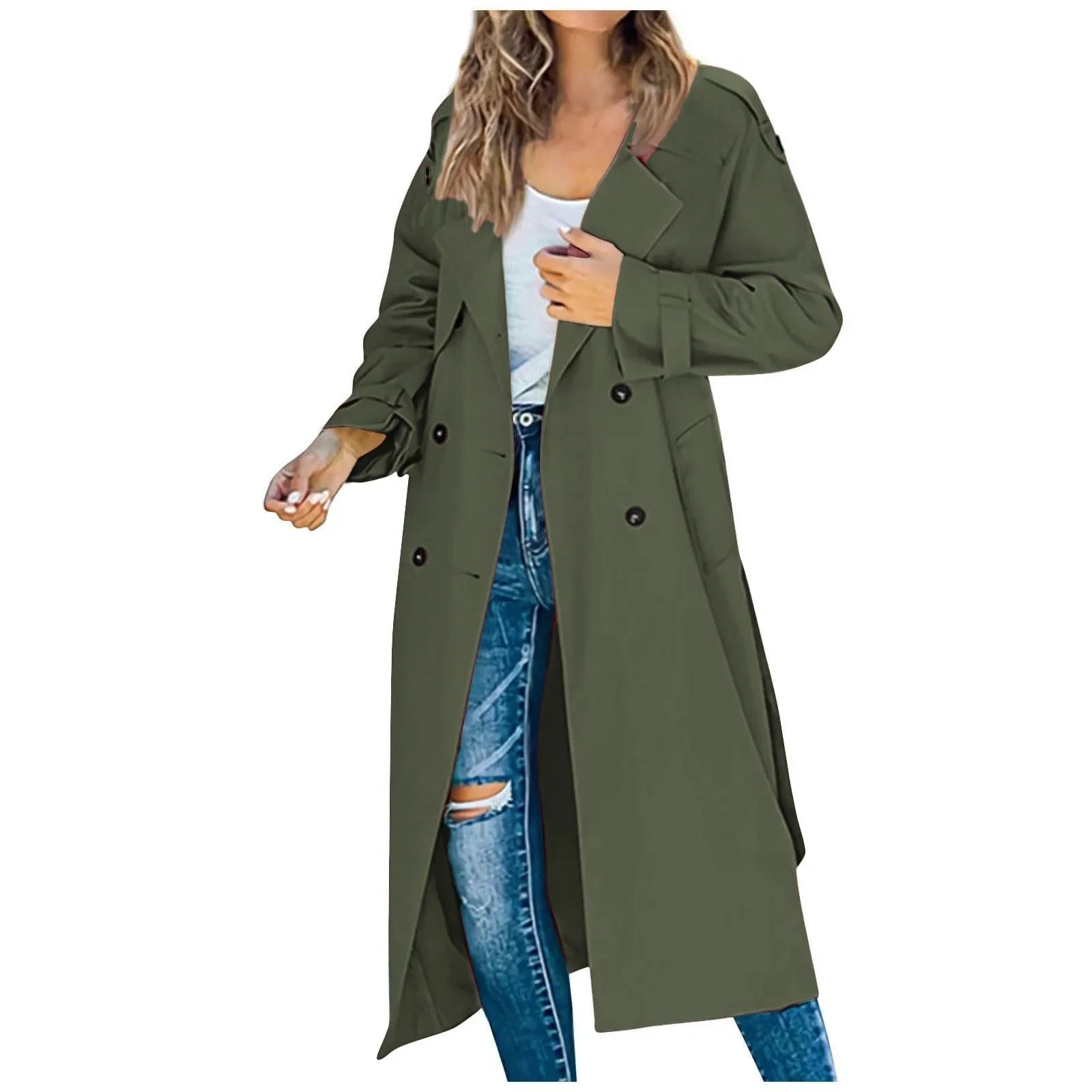 Long Double-Breasted Trench Coat - Isabella Mae