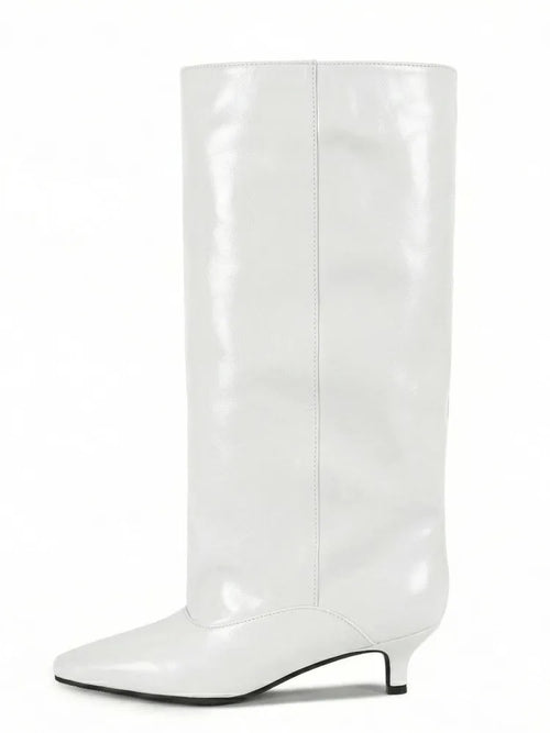 Women's Pointed Toe Kitten Heel Knee High Boots