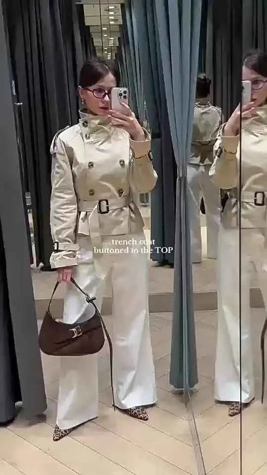 Belted Cropped Trench Jacket