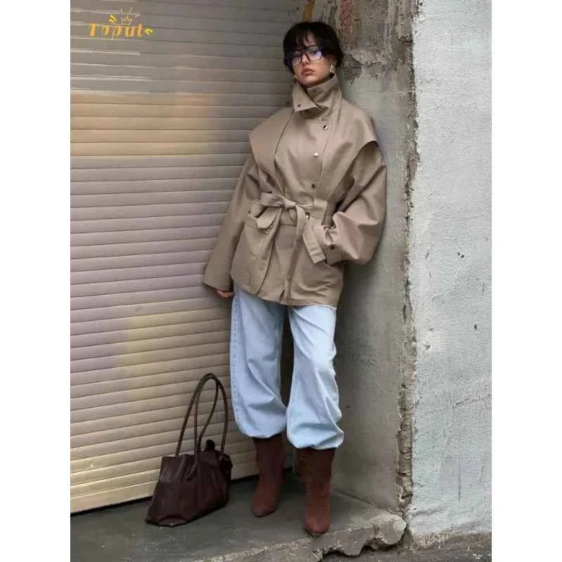 Belted Cape Trench Coat