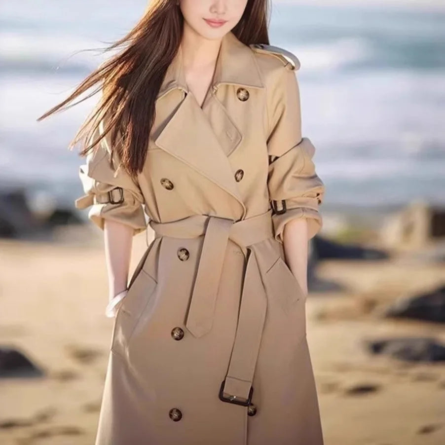 Belted Double-Breasted Trench Coat - Isabella Mae
