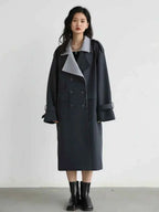 Contrast Lapel Trench Coat