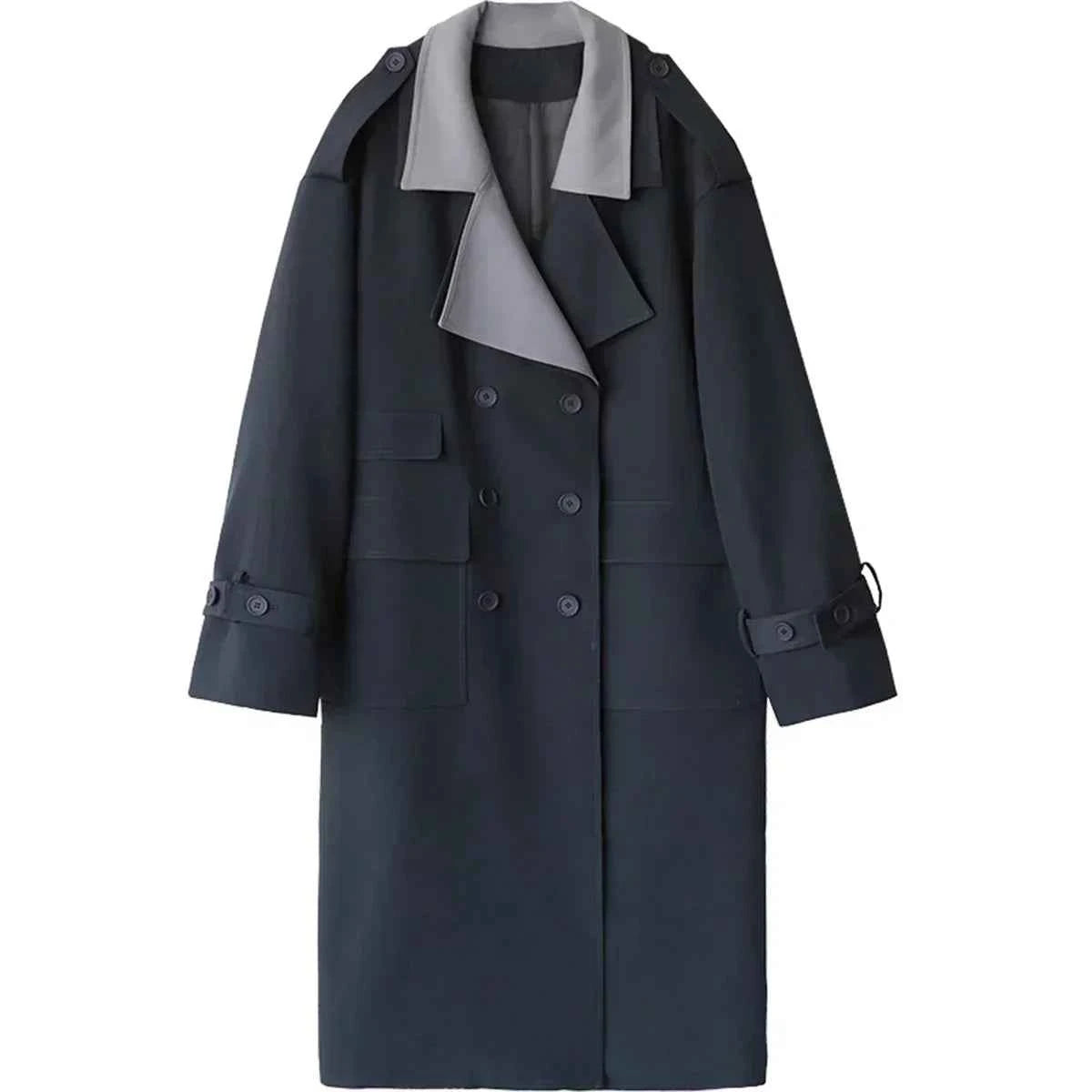 Contrast Lapel Trench Coat