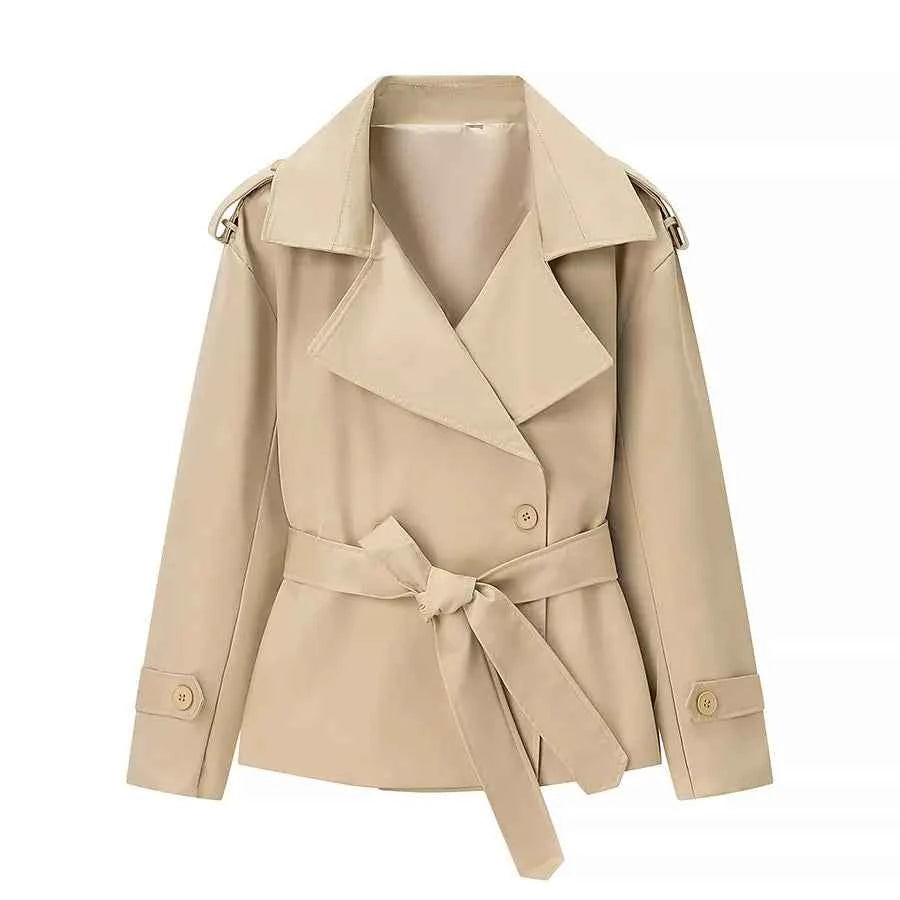 Belted Cropped Trench Jacket