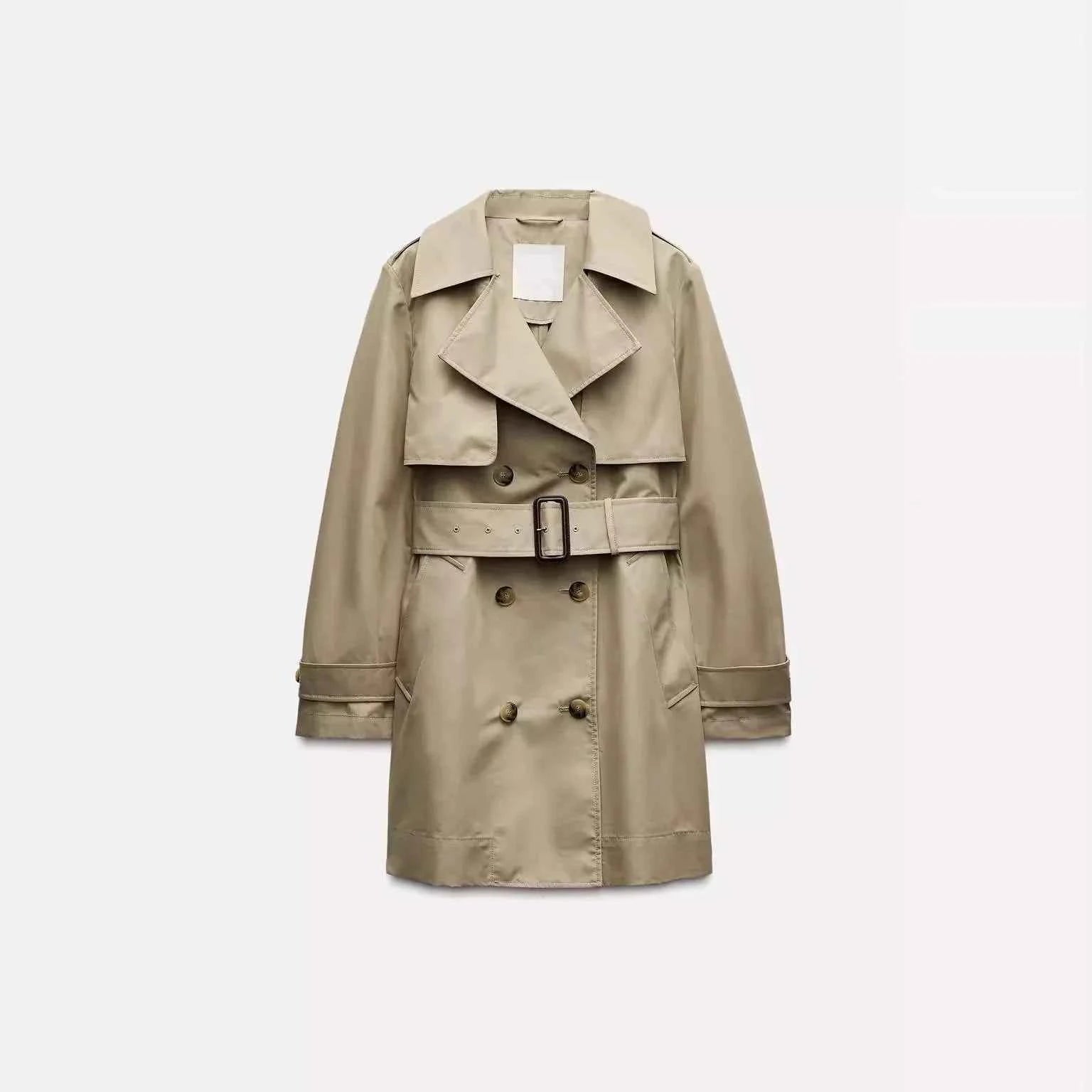 Belted Double-Breasted Trench Coat