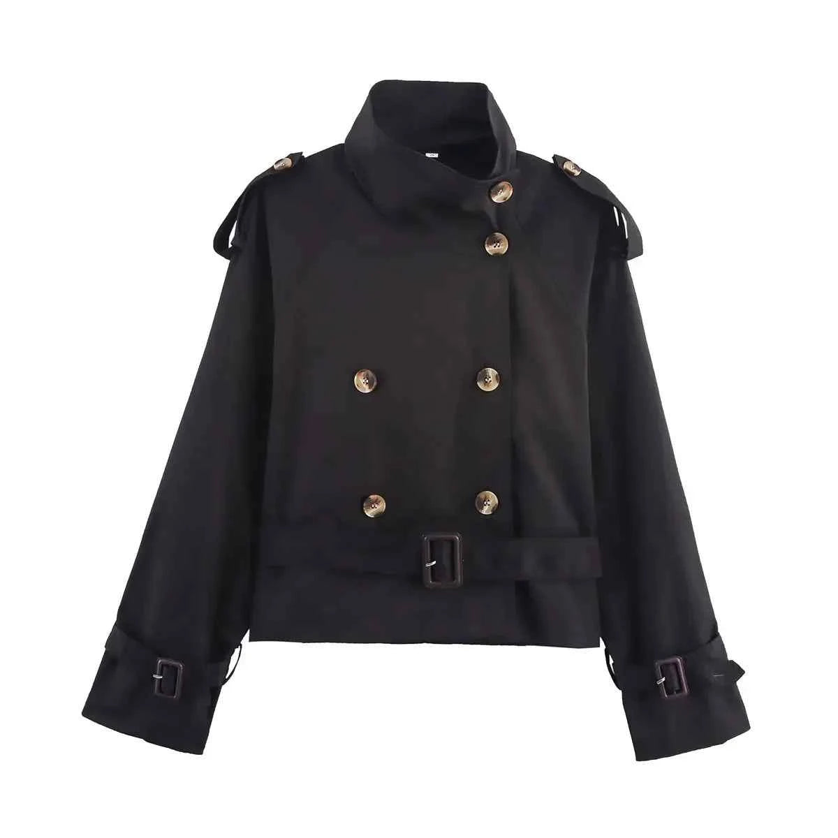 Cropped Double-Breasted Trench Coat