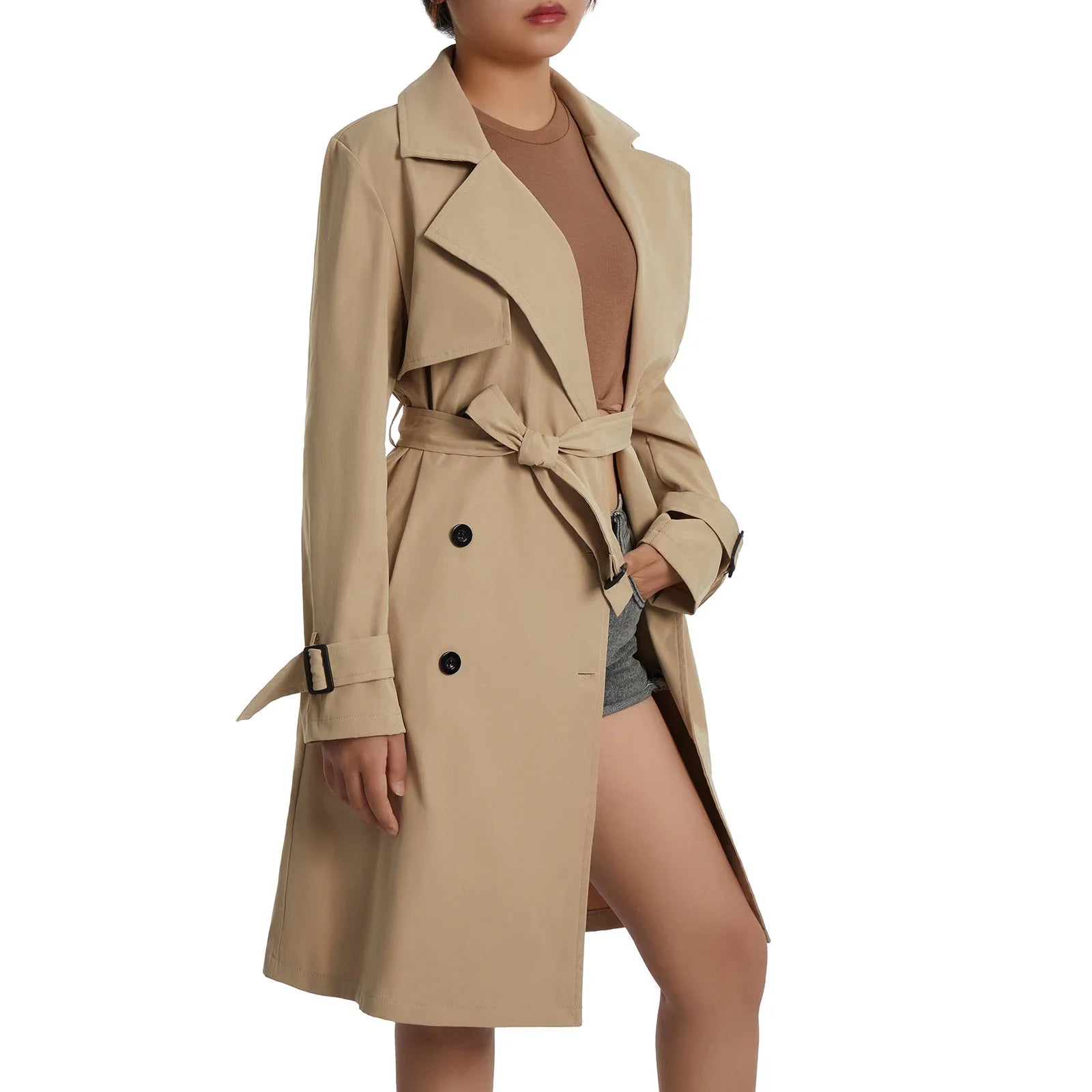 Belted Double-Breasted Trench Coat - Isabella Mae