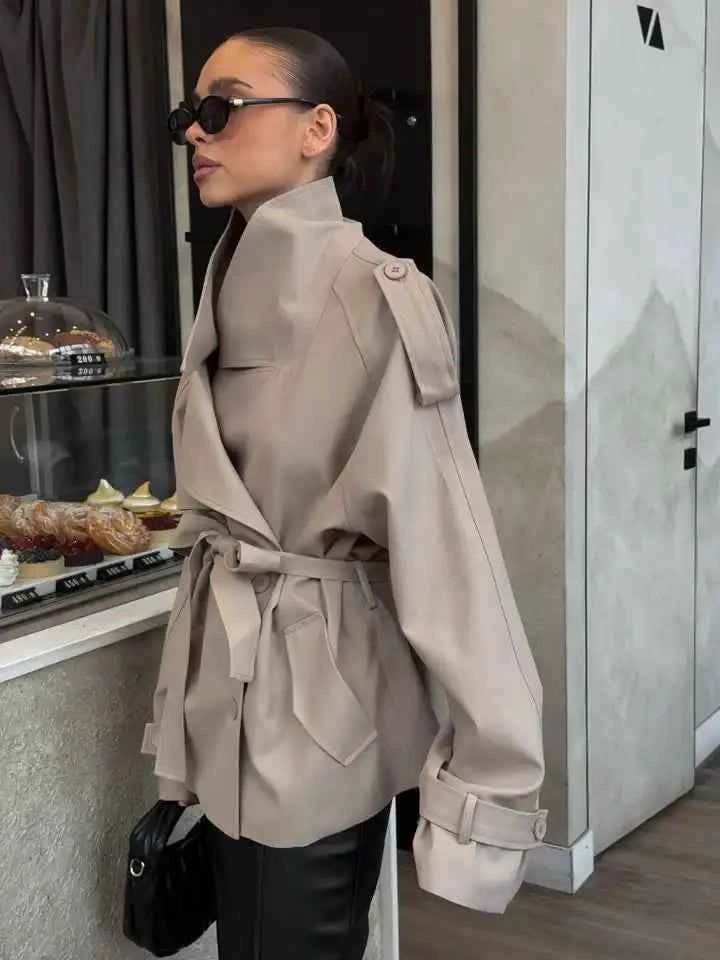 Belted Cropped Trench Coat