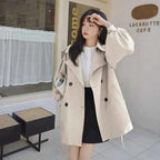 Belted Puff-Sleeve Trench Coat