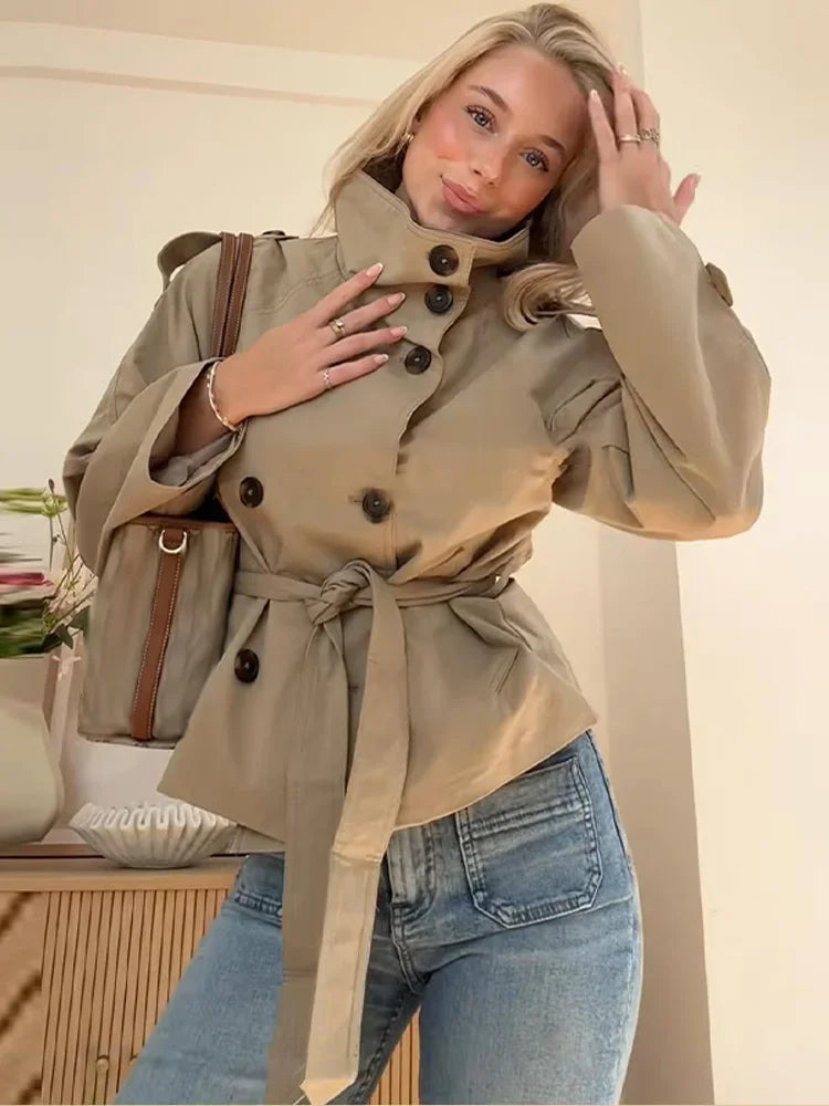 Belted Double-Breasted Trench Coat - Isabella Mae