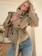 Belted Double-Breasted Trench Coat - Isabella Mae