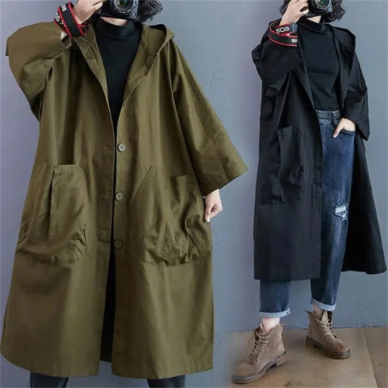 Oversized Hooded Trench Coat - Isabella Mae