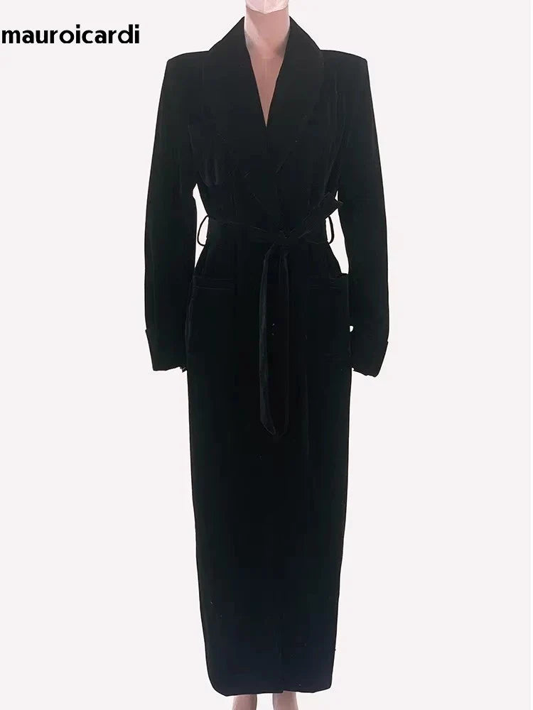 Velvet Belted Trench Coat - Isabella Mae