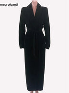 Velvet Belted Trench Coat - Isabella Mae