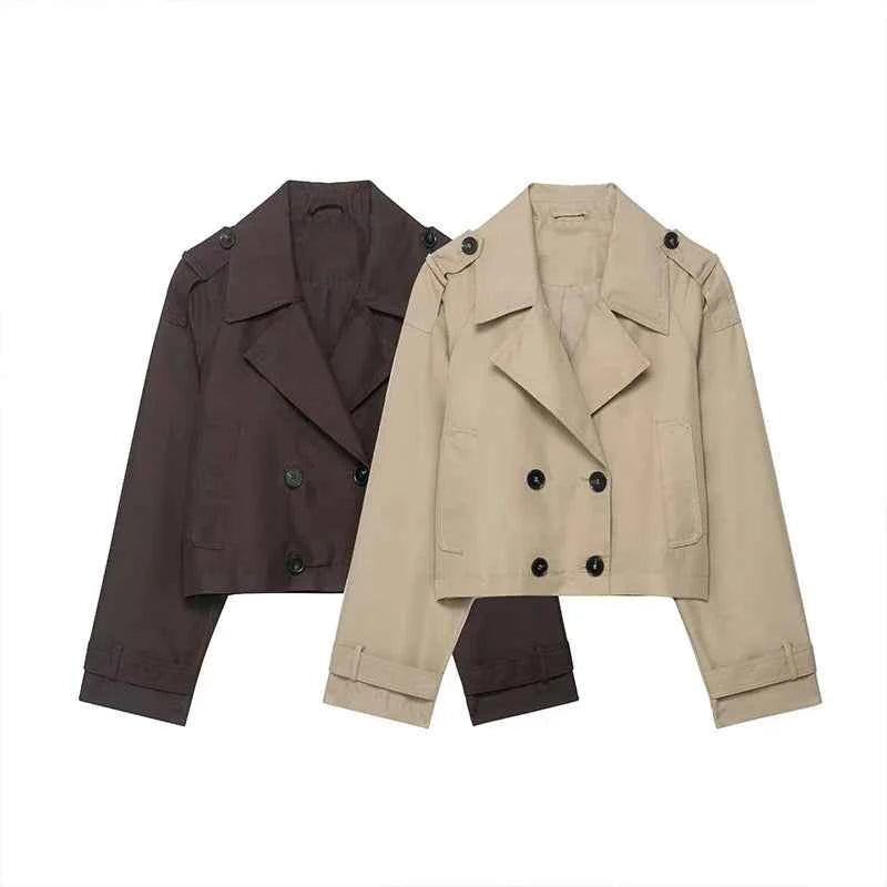 Cropped Double-Breasted Trench Jacket