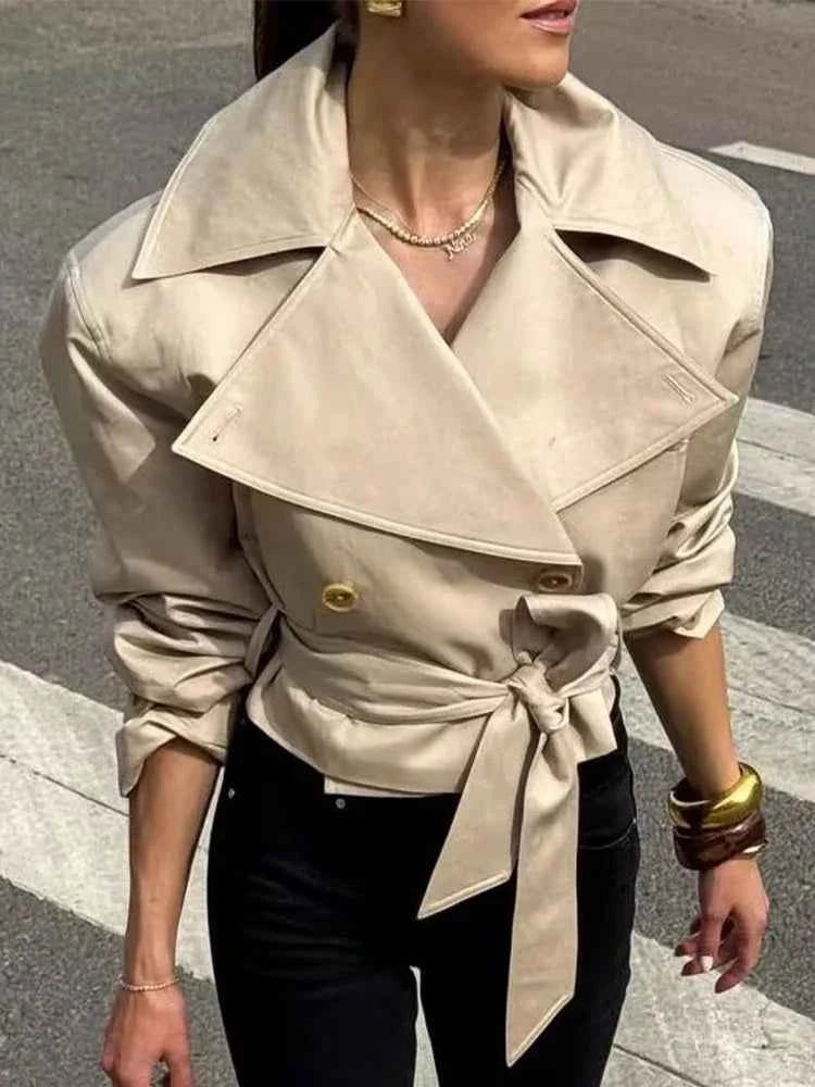 Belted Cropped Trench Jacket