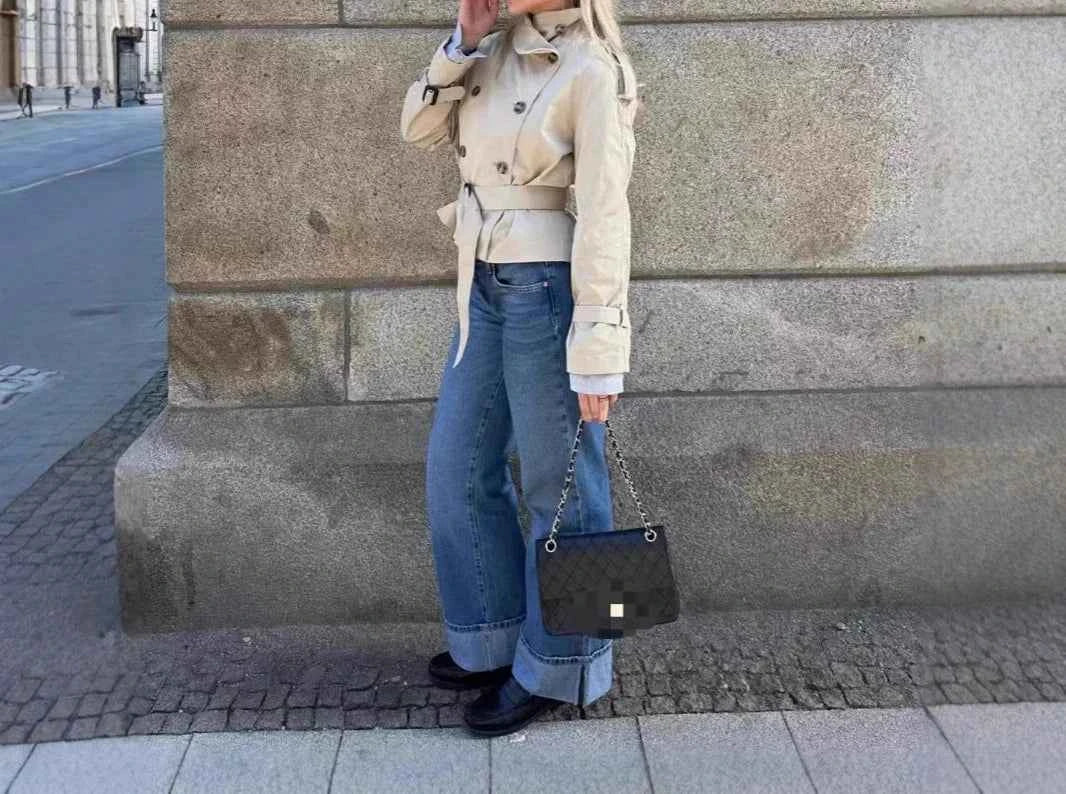 Belted Cropped Trench Jacket