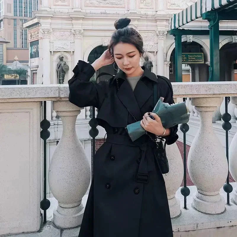 Belted Double-Breasted Trench Coat - Isabella Mae