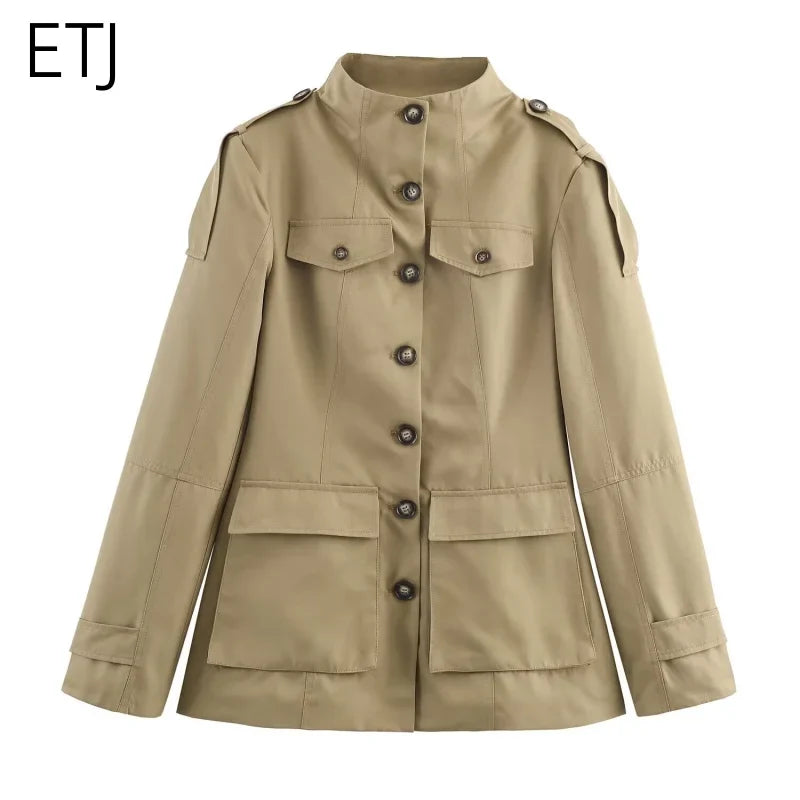 Military Stand Collar Field Jacket - Isabella Mae