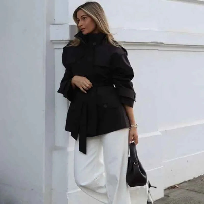 Belted Short Trench Jacket