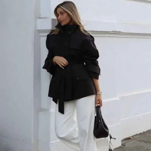 Belted Short Trench Jacket