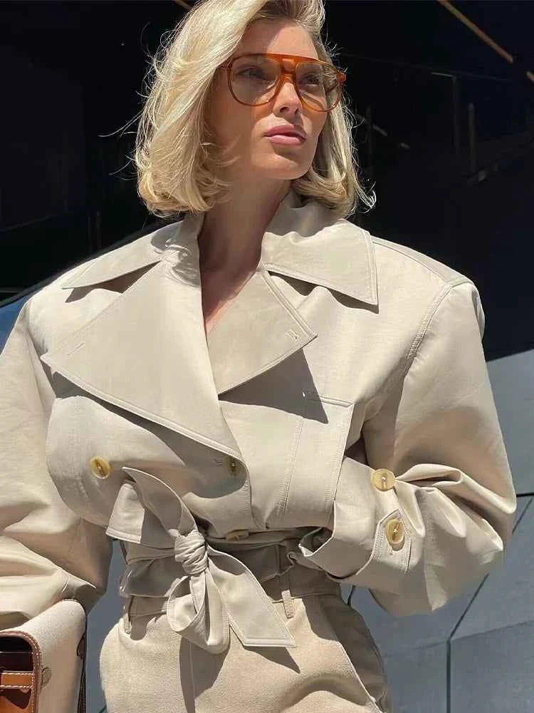 Belted Cropped Trench Jacket
