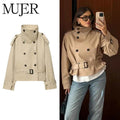 Khaki Cropped Trench Coat