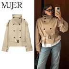 Khaki Cropped Trench Coat