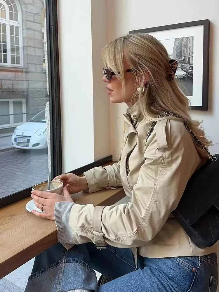 Belted Cropped Trench Coat