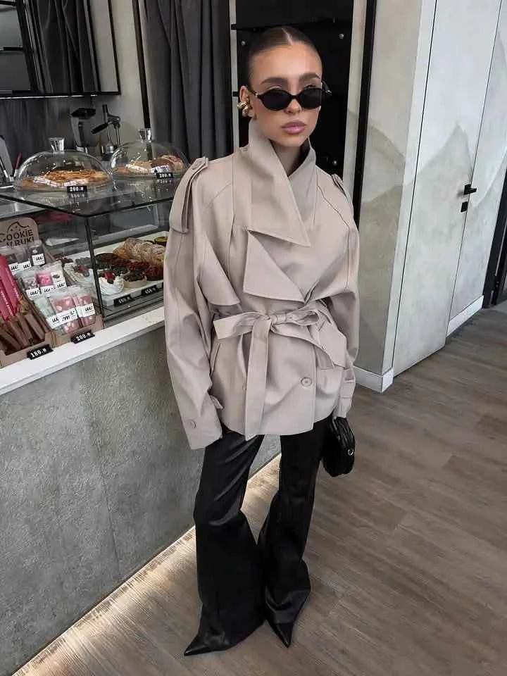 Belted Cropped Trench Coat