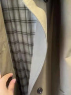 Khaki Plaid-Cuff Trench Coat