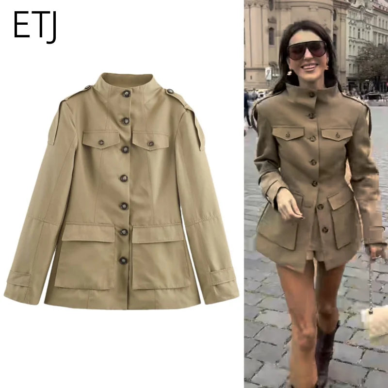 Military Stand Collar Field Jacket - Isabella Mae